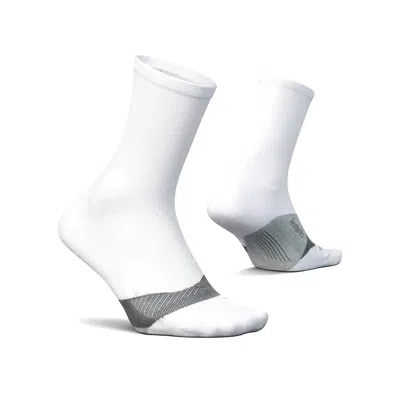 Feetures Elite Light Cushion Unisex White Mid Calf Crew Socks Buu1192 In White