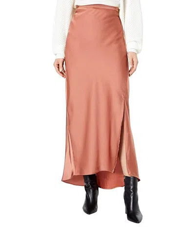 Bishop + Young Bias Cut Slip Skirt Women's Bronze Side Slit A-line Nwo193 In Brown