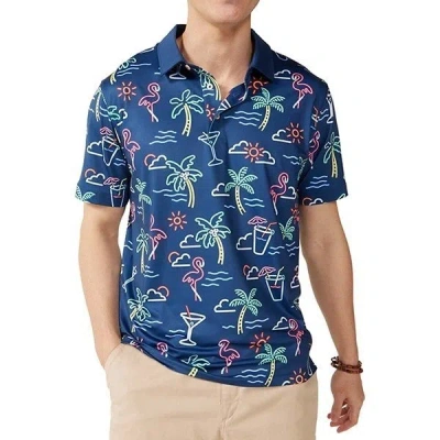 Chubbies The Neon Light Polo Men's Navy Printed Golf Shirt Performance Ddr1429 In Blue