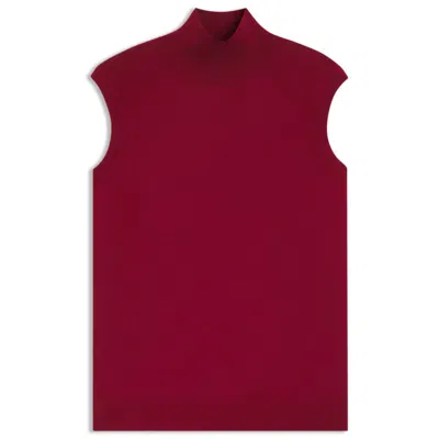 Hugo Boss Mock-neck Top In Merino Wool In Red