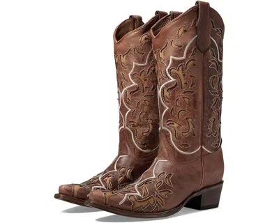 Corral Boots L6035 Women's Shedron Leather Block Heel Western Zogg1361 In Brown