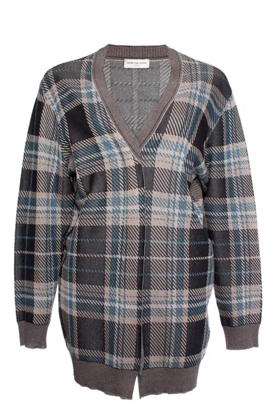 Dries Van Noten Checkered Cardigan In Multi