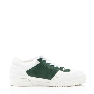 Pre-owned Chanel Calfskin Suede Logo Sneakers In Multi