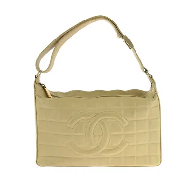 Pre-owned Chanel Vintage Lambskin Chocolate Bar Shoulder Bag In Sand