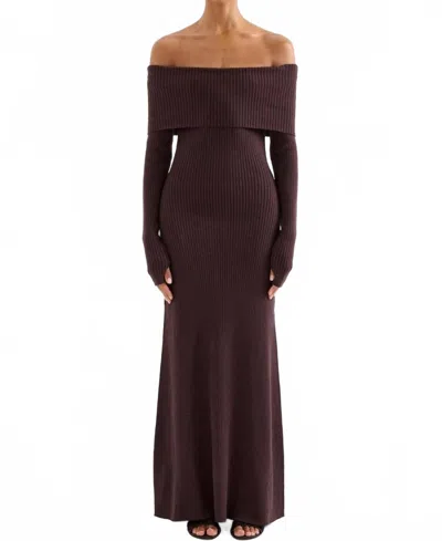 Nude Lucy Women's Krishna Off The Shoulder Knit Dress In Brown In Brown