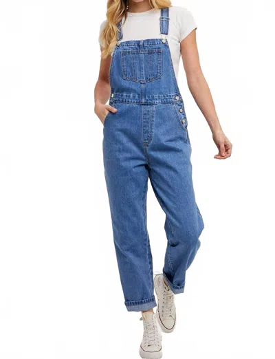Bluivy Denim Straight Leg Overalls In Mediium Wash In Multi