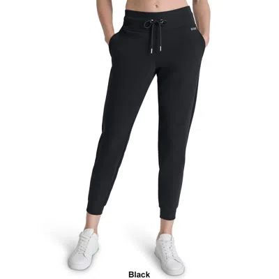 Dkny Sport Jogger Pants Womens Black Fleece Logo Rhinestone Drawstring Fts413 In Black
