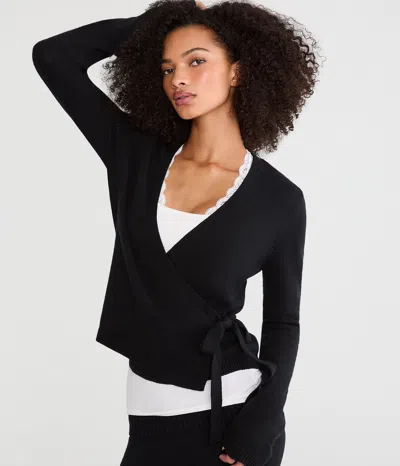 Aéropostale Cozy Wrap-front Sweater In Black