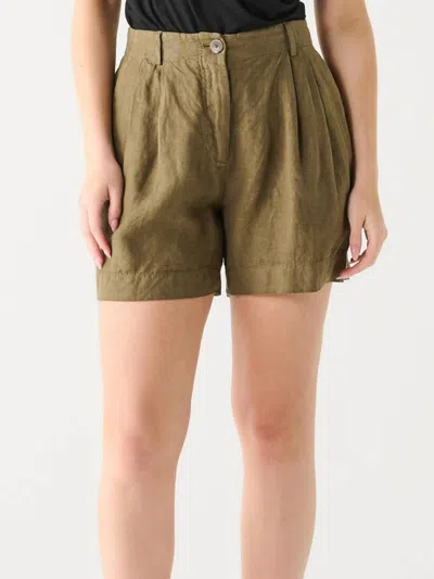 Dex Linen Shorts In Olive In Green