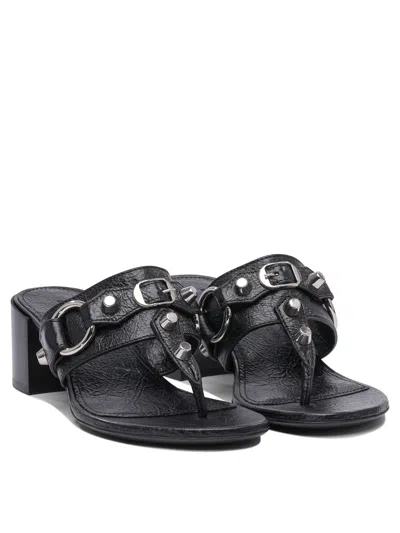 Balenciaga Thong Sandals Block Heel In Black