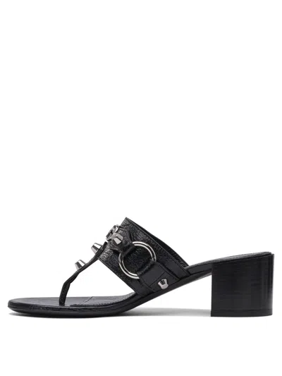 Balenciaga Thong Sandals Block Heel In Black
