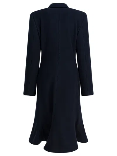 Balenciaga "midi Godet" Wool Long Coat In Blue