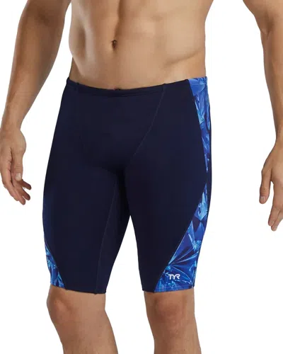 Tyr Durafast Elite Men's Blue Crystalized Blade Splice Jammer Swimsuit Srt264 In Blue