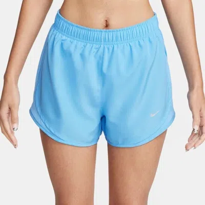 Nike Tempo Shorts Women's Blue Brief-lined Elastic Waist Activewear Fts559 In Blue