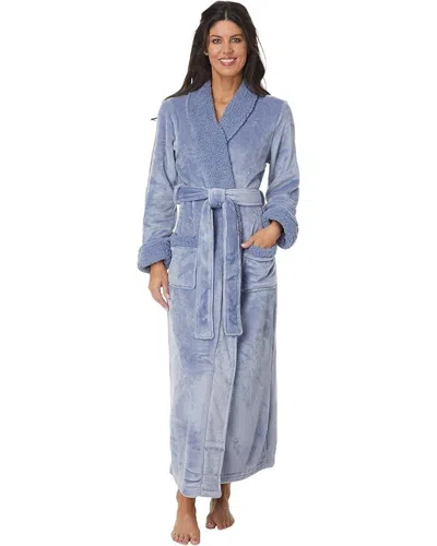 Natori Robe Women's Ocean Storm Plush Sherpa Wrap Front Tie Waist Cozy Ddr451 In Gray