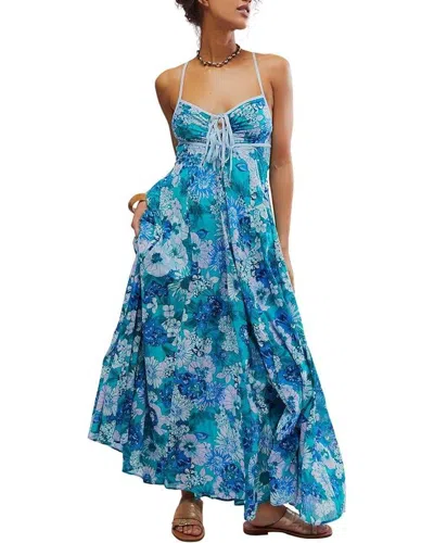 Free People Dream Weaver Maxi Dress Womens Blue Floral Sleeveless Ddr1427 In Blue