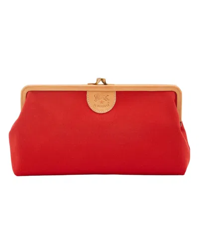 Il Bisonte Manuela Frame Canvas Clutch Bag In Red