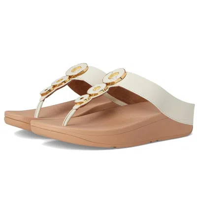 Fitflop Fino Flip Flop Womensbeige Leather Resin-hoop Slip On Sandal Zogg1483 In Sand