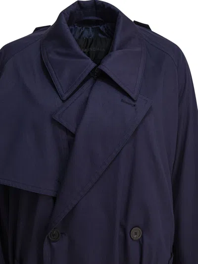 Balenciaga Cotton Trench Coat In Purple