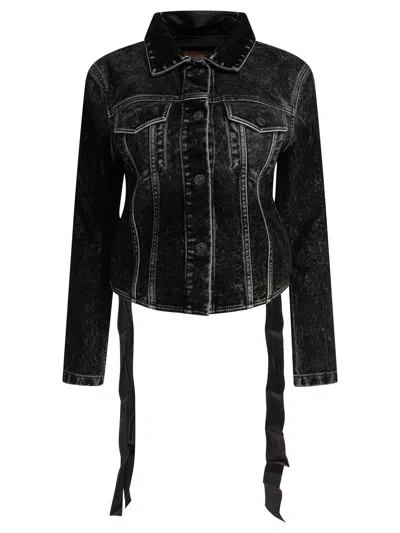 Balenciaga Denim Jacket With Lace-up Back In Black