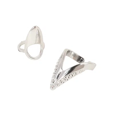 Sohi Women's The Piercer Nail Rings - Metallic Silver (set Of 2) In Silver