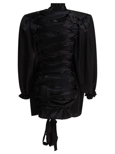 Balenciaga Lace Up Blouse In Black