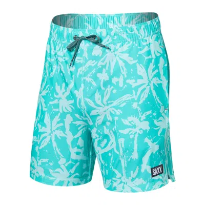 Saxx Oh Buoy Swim Volley Shorts Men's Blue 2-in-1 Drawstring Waist Buu1161 In Blue