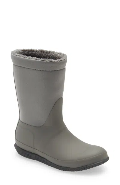 Hunter Original Wft2052nre-tdy Boots Woblack Sherpa Lined Roll Top Zap301 In Gray