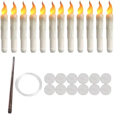 Proxxi 12pcs Floating Candles With Magic Wand Flickering Warm Light Led Flameless Candle Taper Candles For  In Multi