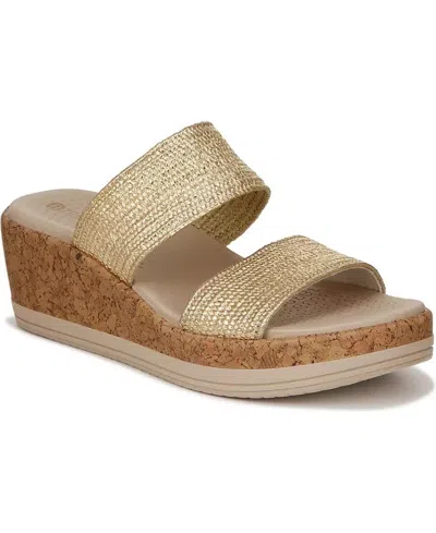 Bzees Resort I4178f1900 Sandals Wogold Slip On Wedge Heel Slide Zogg1027 In Gold