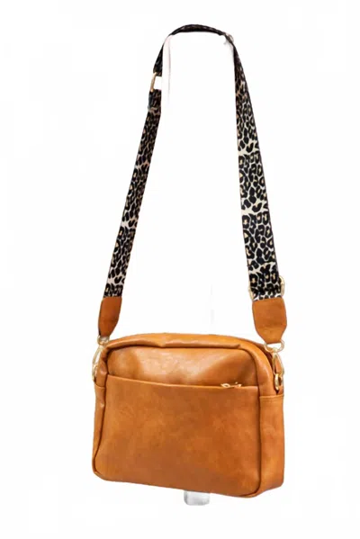 Dani & Em Women's Sierra Leopard Strap Crossbody Bag In Camel In Brown