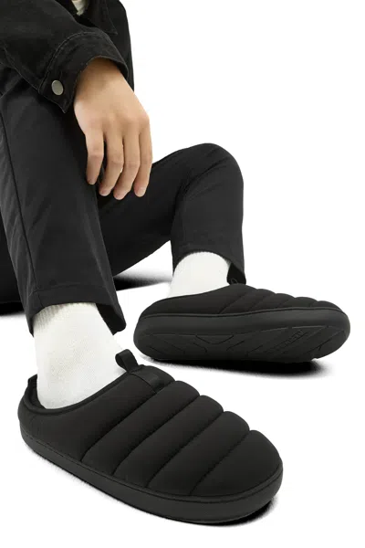 Alpine North Seaton Insulated Puffer Slippers, Black In Black
