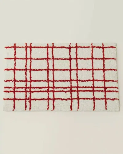 Proxxi Ultra Soft Minimalist Nordic Stripe Bath Rug, Absorbent, Anti-slippery Mat - Red In Multi