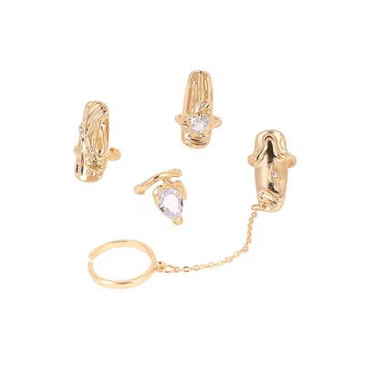 Sohi Women's The Athena Nail Rings - California Gold (set Of 4) In Brown