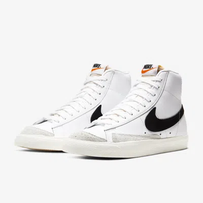 Nike Blazer Mid 77 Cz1055-100 Women's White Black Leather Shoes Ham544 In White
