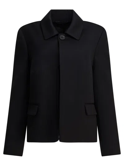 Balenciaga Wool Jacket With Collared Neck And Flap Pockets In Black