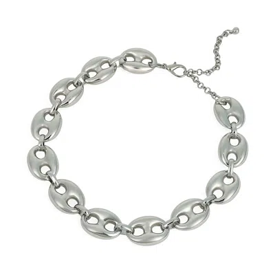 Sohi Women's The Chunky Coffee-bean Chain Necklace - Chrome Silver In Metallic