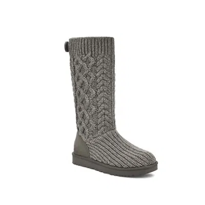 Ugg Classic Cardi 1143702k Tall Boot Women's Gray Cable-knit Pull-on Rhs555 In Gray