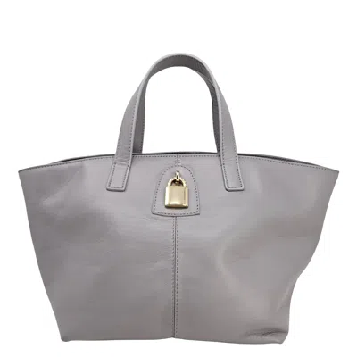 Madison Maison Leather Lock Tote Bag In Gray