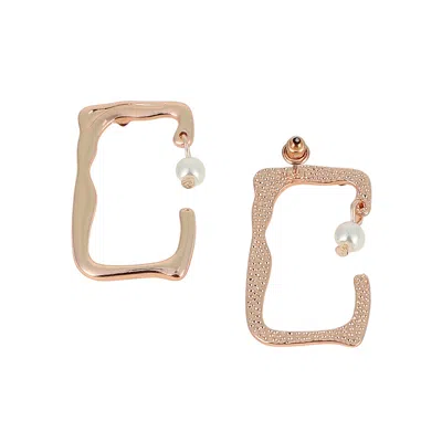 Sohi Women's The Cadre Drop Earrings - Rose Gold In Brown