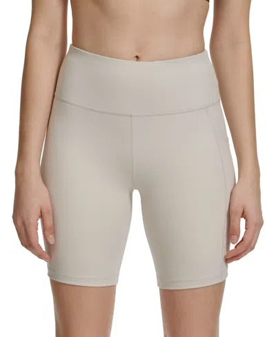 Calvin Klein Performance Bike Shorts Women Porcini Mid-rise Pull On Fts658 In Gold