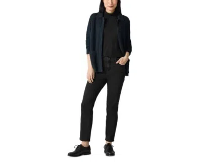 Eileen Fisher Jeans Women Black High Rise Slim Fit Ankle Straight Leg Erk1083 In Black