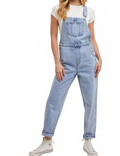 Bluivy Denim Straight Leg Overalls In Light Wash In Blue