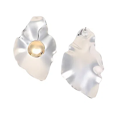 Sohi Women's The Techno-flora Statement Earrings - Chrome Silver In Metallic