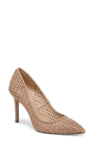 Sam Edelman Hazel Pumps Women's Tan Raffia Pointed Toe Stiletto Heel Zap343 In Brown