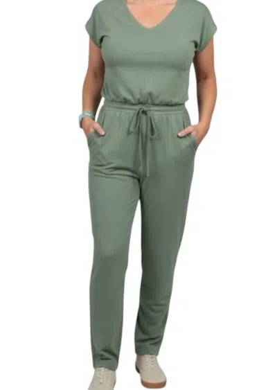 ​carole Christian V-neck Buttery Soft Romper In Sage In Green