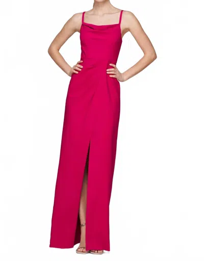 Kay Unger Evelina Maxi Dress In Bright Rose In Pink