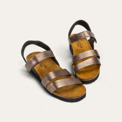 Naot Kayla Sandals Women's Radiant Copper Leather Low Wedge Heel Zap441 In Brown