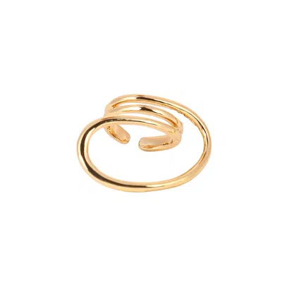 Sohi Women's The Wrap-line Statement Ring - California Gold In Brown
