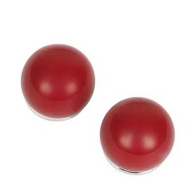 Sohi Women's The Chunky-jacqueline Stud Earrings - Cherry Red & Metallic Silver In Brown